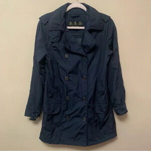Barbour Featherweight Valerie Short Trench Jacket in Dark Navy Blue Size 6